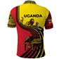 Uganda Polo Shirt - African Wildlife Elephant Lion and Crane in Tribal Pattern Design
