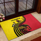 Uganda Rubber Doormat - African Wildlife Elephant Lion and Crane in Tribal Pattern Design