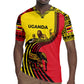 Uganda Rugby Jersey - African Wildlife Elephant Lion and Crane in Tribal Pattern Design