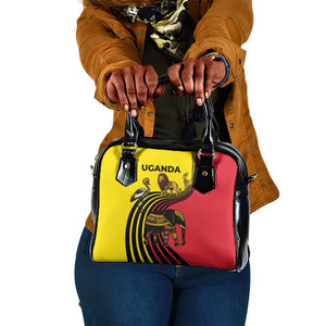 Uganda Shoulder Handbag - African Wildlife Elephant Lion and Crane in Tribal Pattern Design