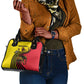 Uganda Shoulder Handbag - African Wildlife Elephant Lion and Crane in Tribal Pattern Design