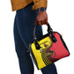 Uganda Shoulder Handbag - African Wildlife Elephant Lion and Crane in Tribal Pattern Design