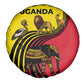 Uganda Spare Tire Cover - African Wildlife Elephant Lion and Crane in Tribal Pattern Design
