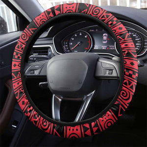 Uganda Steering Wheel Cover - African Wildlife Elephant Lion and Crane in Tribal Pattern Design