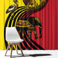 Uganda Window Curtain - African Wildlife Elephant Lion and Crane in Tribal Pattern Design