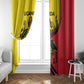 Uganda Window Curtain - African Wildlife Elephant Lion and Crane in Tribal Pattern Design