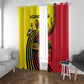 Uganda Window Curtain - African Wildlife Elephant Lion and Crane in Tribal Pattern Design