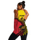 Uganda Women Racerback Tank - African Wildlife Elephant Lion and Crane in Tribal Pattern Design