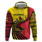 Uganda Zip Hoodie - African Wildlife Elephant Lion and Crane in Tribal Pattern Design