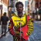 Uganda Zip Hoodie - African Wildlife Elephant Lion and Crane in Tribal Pattern Design