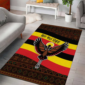 Uganda Area Rug - Crested Crane and Rise and Shine Tribal Pattern Design