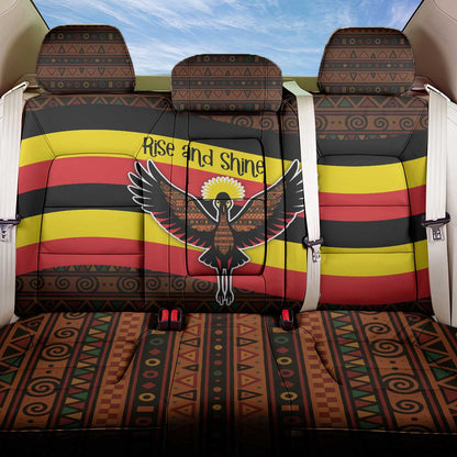 Uganda Back Car Seat Cover - Crested Crane and Rise and Shine Tribal Pattern Design