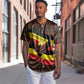 Uganda Baseball Jersey - Crested Crane and Rise and Shine Tribal Pattern Design