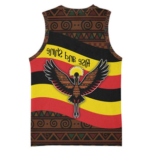 Uganda Basketball Jersey - Crested Crane and Rise and Shine Tribal Pattern Design - African Pride