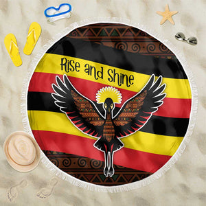 Uganda Beach Blanket - Crested Crane and Rise and Shine Tribal Pattern Design