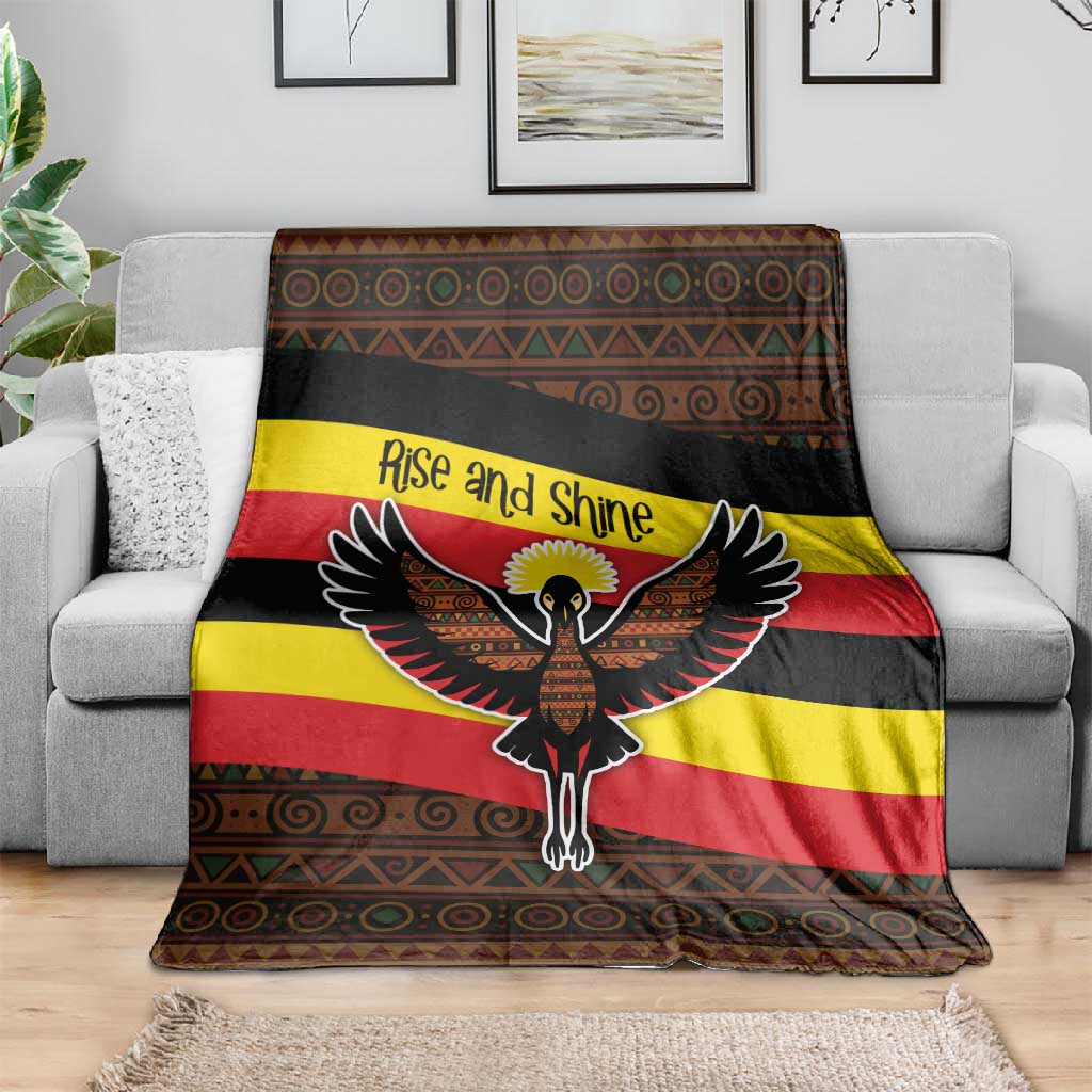 Uganda Blanket - Crested Crane and Rise and Shine Tribal Pattern Design