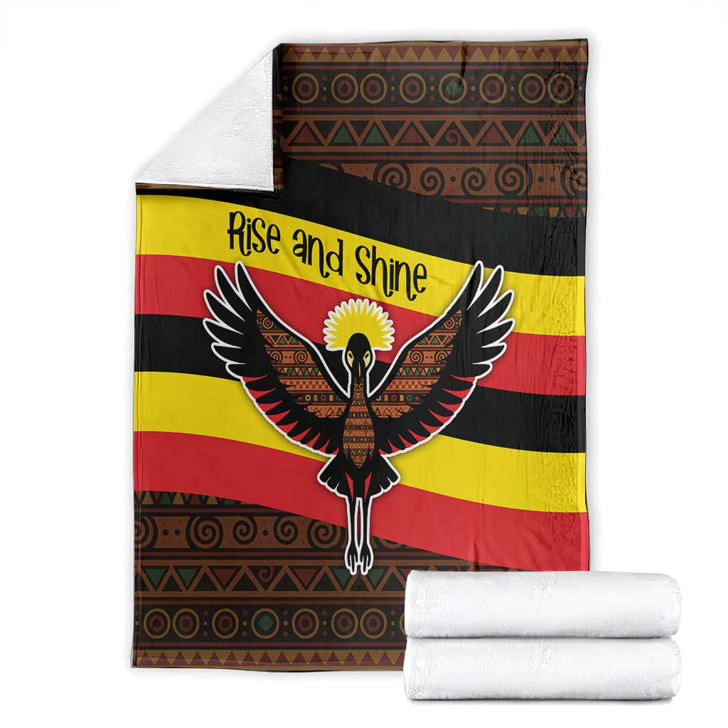 Uganda Blanket - Crested Crane and Rise and Shine Tribal Pattern Design
