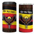 Uganda 4 in 1 Can Cooler Tumbler - Crested Crane and Rise and Shine Tribal Pattern Design
