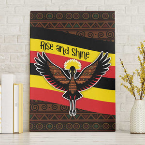 Uganda Canvas Wall Art - Crested Crane and Rise and Shine Tribal Pattern Design