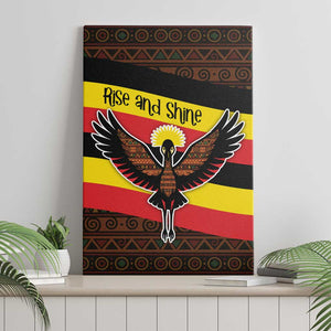 Uganda Canvas Wall Art - Crested Crane and Rise and Shine Tribal Pattern Design
