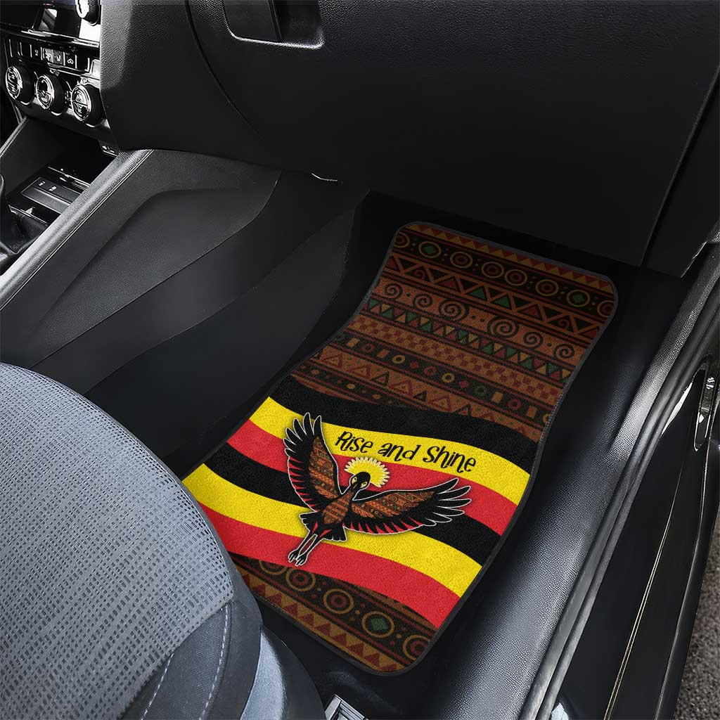 Uganda Car Mats - Crested Crane and Rise and Shine Tribal Pattern Design