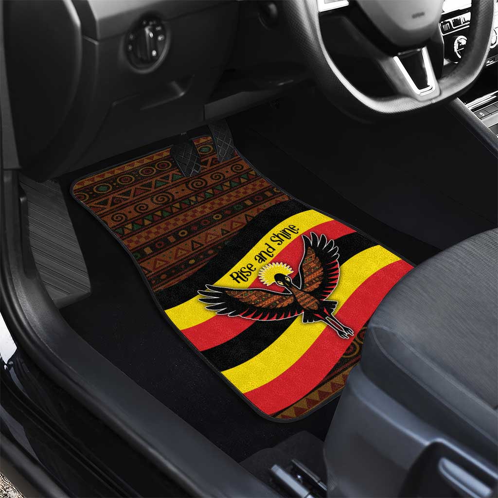 Uganda Car Mats - Crested Crane and Rise and Shine Tribal Pattern Design