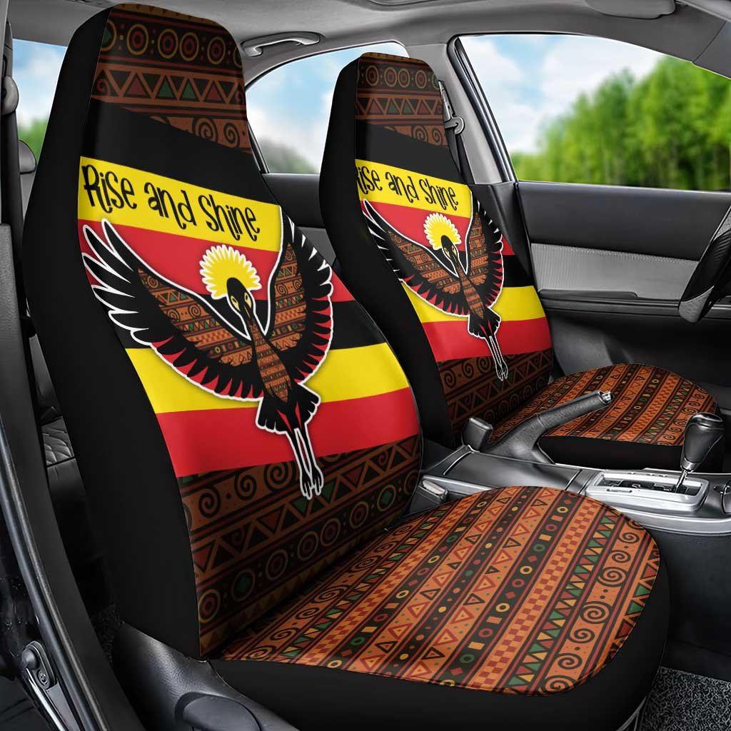 Uganda Car Seat Cover - Crested Crane and Rise and Shine Tribal Pattern Design