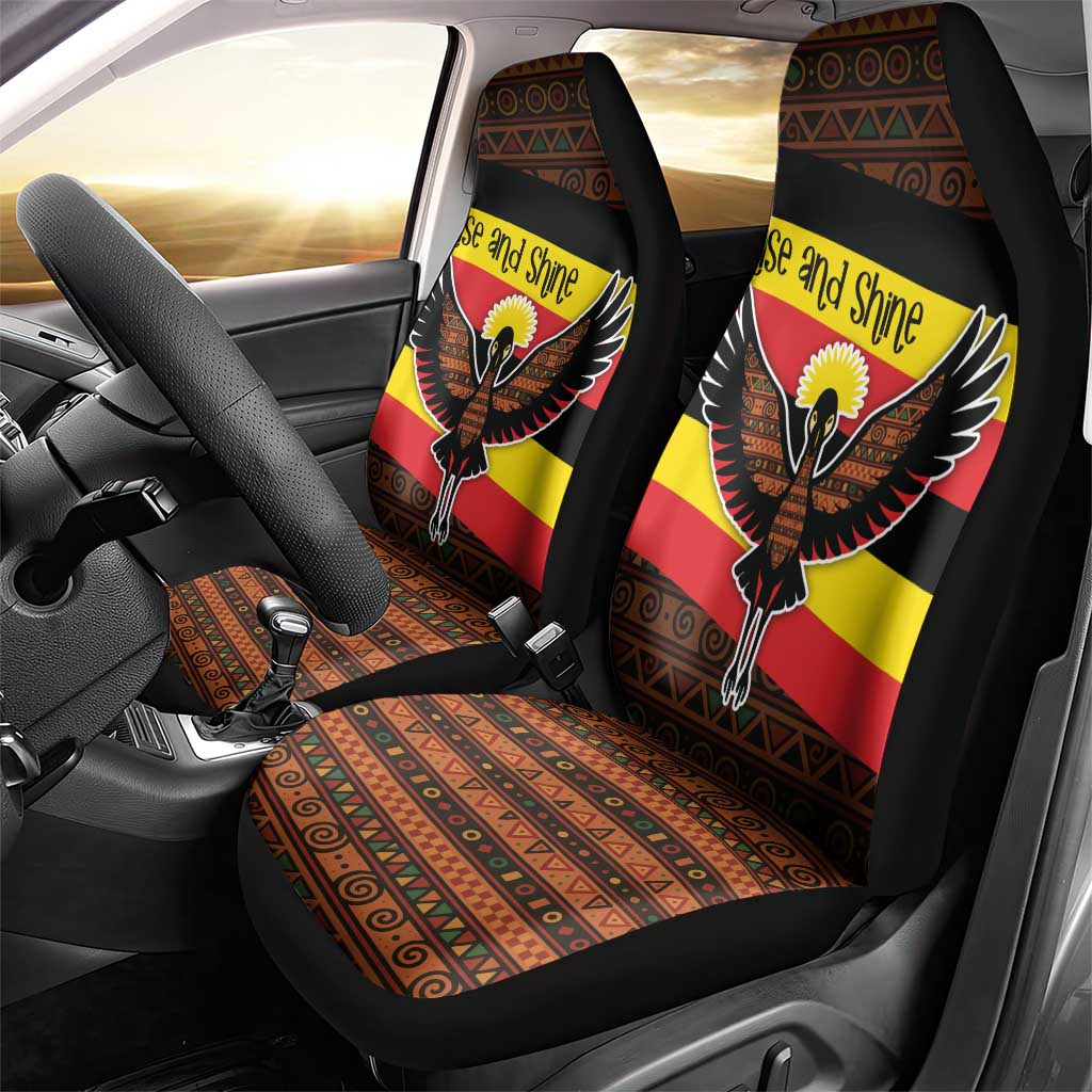 Uganda Car Seat Cover - Crested Crane and Rise and Shine Tribal Pattern Design