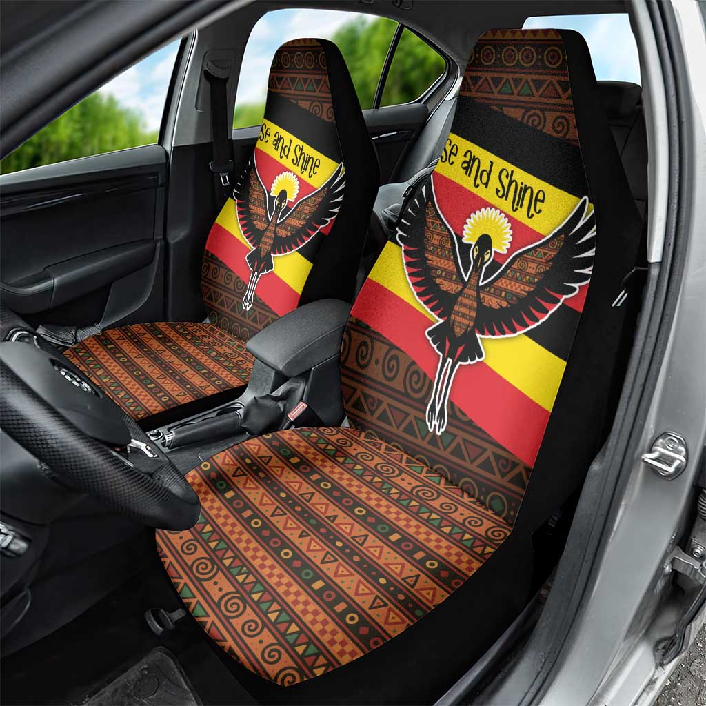 Uganda Car Seat Cover - Crested Crane and Rise and Shine Tribal Pattern Design