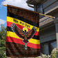 Uganda Garden Flag - Crested Crane and Rise and Shine Tribal Pattern Design