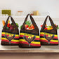 Uganda Grocery Bag - Crested Crane and Rise and Shine Tribal Pattern Design