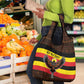 Uganda Grocery Bag - Crested Crane and Rise and Shine Tribal Pattern Design