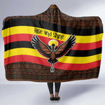 Uganda Hooded Blanket - Crested Crane and Rise and Shine Tribal Pattern Design