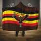 Uganda Hooded Blanket - Crested Crane and Rise and Shine Tribal Pattern Design