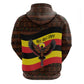 Uganda Hoodie - Crested Crane and Rise and Shine Tribal Pattern Design