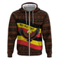 Uganda Hoodie - Crested Crane and Rise and Shine Tribal Pattern Design