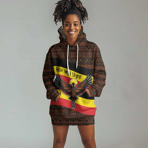 Uganda Hoodie Dress - Crested Crane and Rise and Shine Tribal Pattern Design