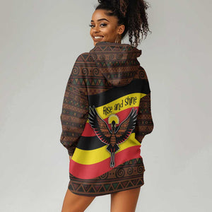 Uganda Hoodie Dress - Crested Crane and Rise and Shine Tribal Pattern Design