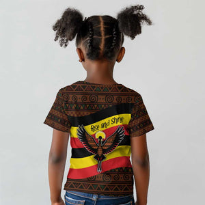 Uganda Kid T shirt - Crested Crane and Rise and Shine Tribal Pattern Design