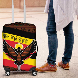 Uganda Luggage Cover - Crested Crane and Rise and Shine Tribal Pattern Design