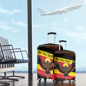 Uganda Luggage Cover - Crested Crane and Rise and Shine Tribal Pattern Design