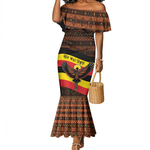 Uganda Mermaid Dress - Crested Crane and Rise and Shine Tribal Pattern Design