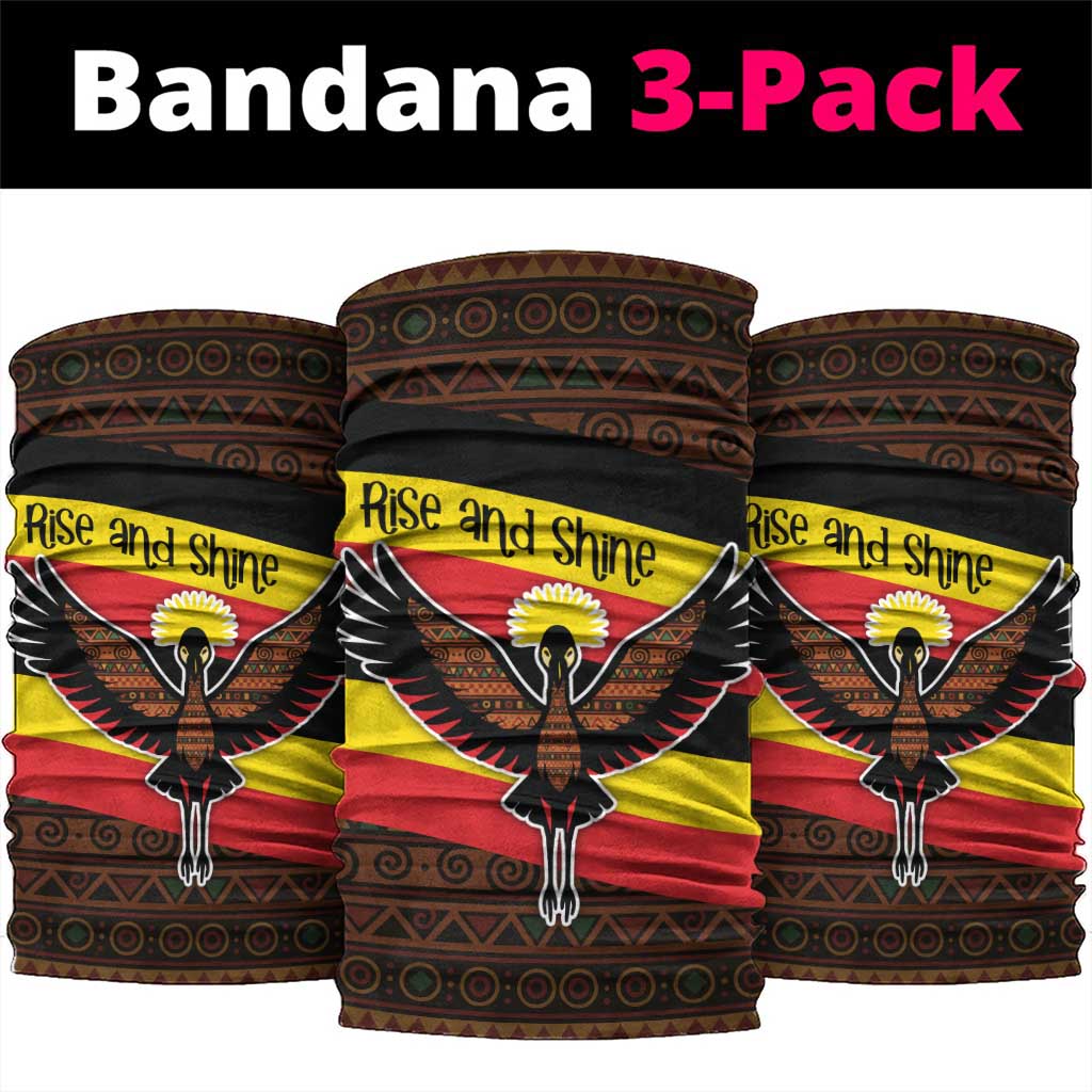 Uganda Neck Gaiter - Crested Crane and Rise and Shine Tribal Pattern Design TS04
