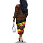 Uganda Off The Shoulder Long Sleeve Dress - Crested Crane and Rise and Shine Tribal Pattern Design