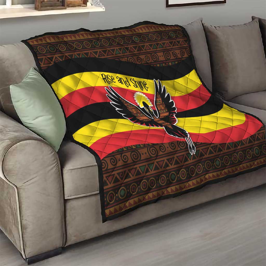 Uganda Quilt - Crested Crane and Rise and Shine Tribal Pattern Design