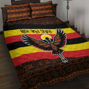 Uganda Quilt Bed Set - Crested Crane and Rise and Shine Tribal Pattern Design