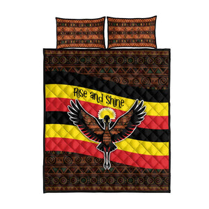 Uganda Quilt Bed Set - Crested Crane and Rise and Shine Tribal Pattern Design