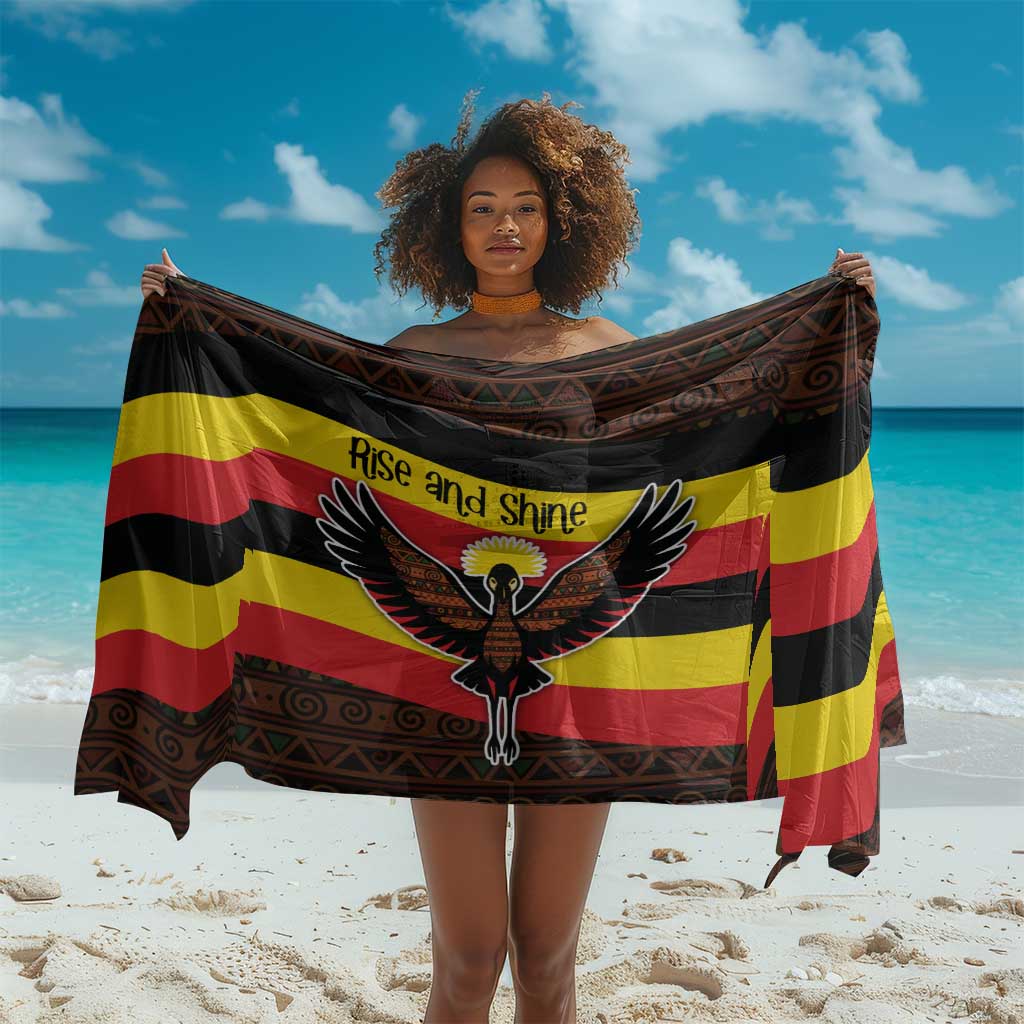 Uganda Sarong - Crested Crane and Rise and Shine Tribal Pattern Design