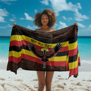 Uganda Sarong - Crested Crane and Rise and Shine Tribal Pattern Design