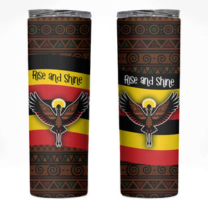 Uganda Skinny Tumbler - Crested Crane and Rise and Shine Tribal Pattern Design